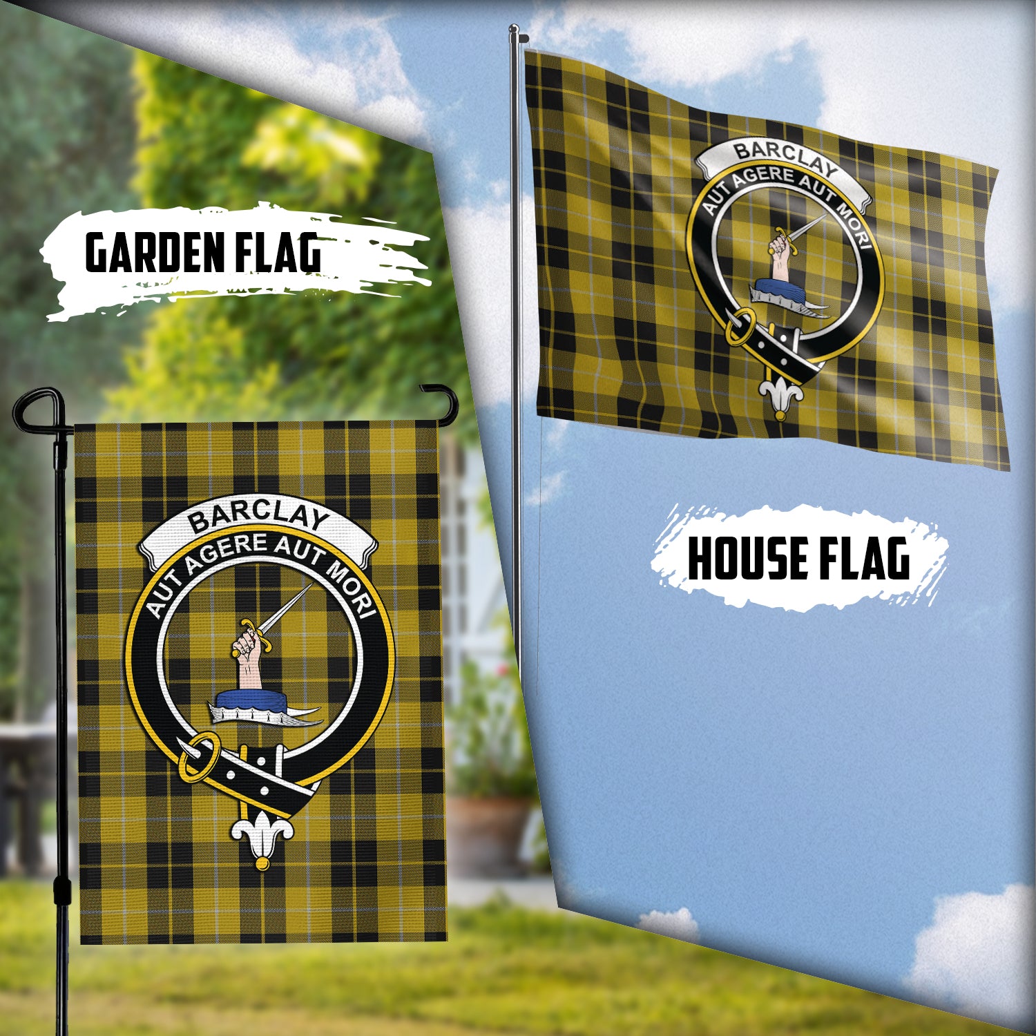 Barclay Dress Tartan Flag with Family Crest Garden Flag (Vertical) - Tartanvibesclothing