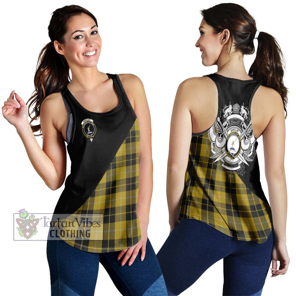 Barclay Dress Tartan Women's Racerback Tanks with Family Crest and Military Logo Style 4XL - Tartanvibesclothing Shop