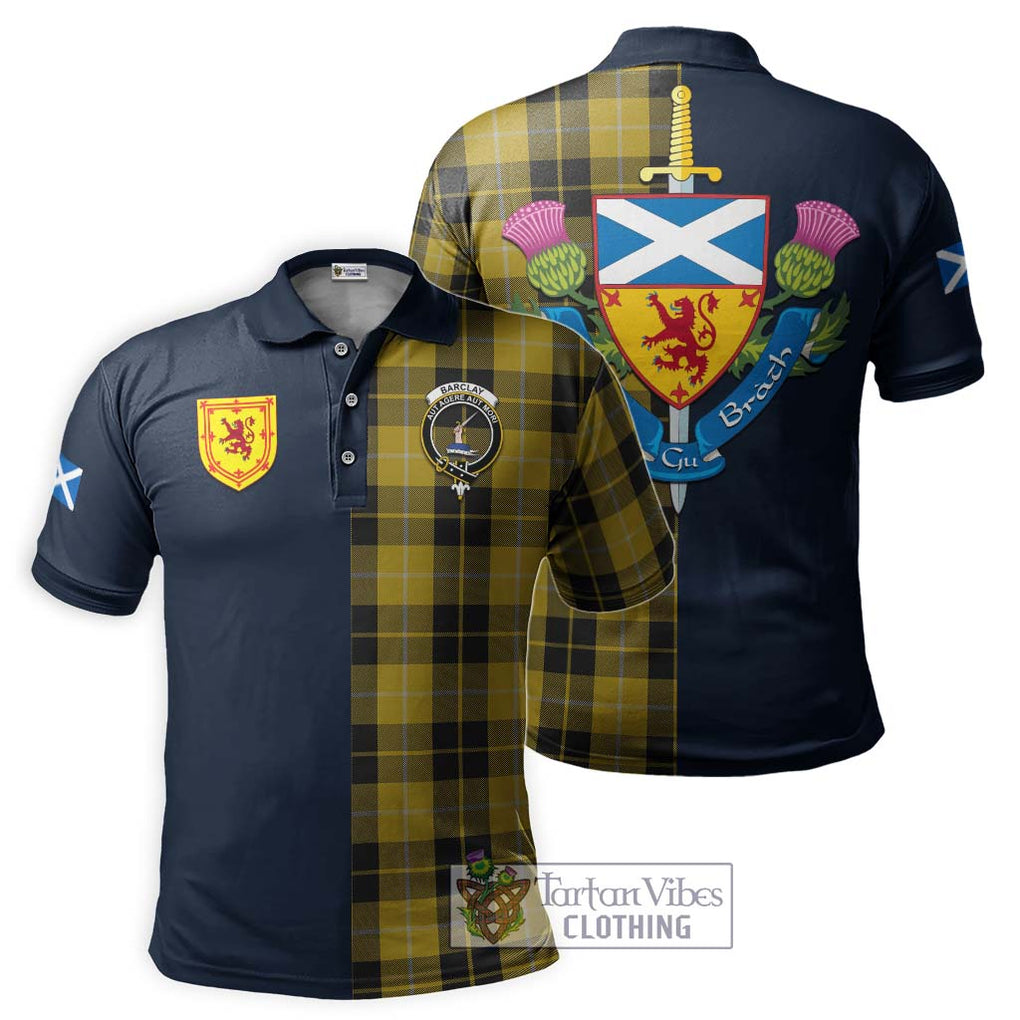 Tartan Vibes Clothing Barclay Dress Tartan Polo Shirt with Scottish Lion Royal Arm Half Style