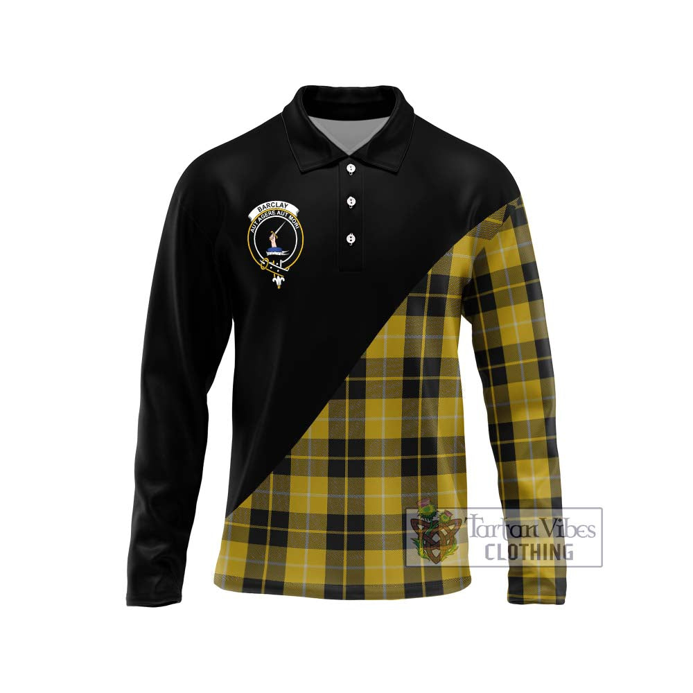 Barclay Dress Tartan Long Sleeve Polo Shirt with Family Crest and Military Logo Style Unisex - Tartanvibesclothing Shop