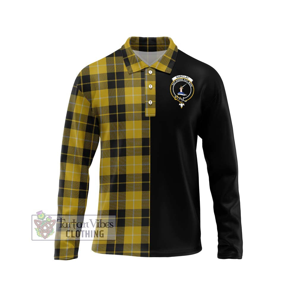 Barclay Dress Tartan Long Sleeve Polo Shirt with Family Crest and Half Of Me Style Unisex - Tartanvibesclothing Shop