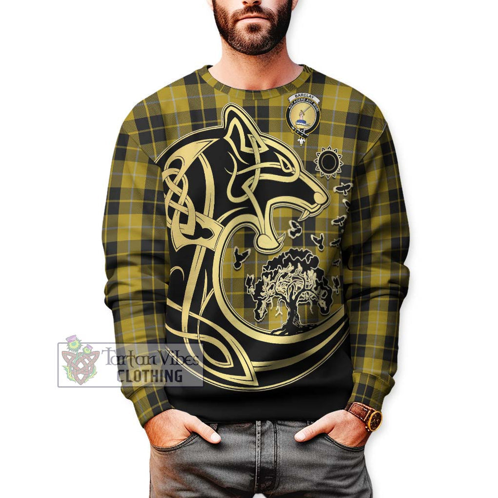 Barclay Dress Tartan Sweatshirt with Family Crest Celtic Wolf Style Unisex - Tartan Vibes Clothing