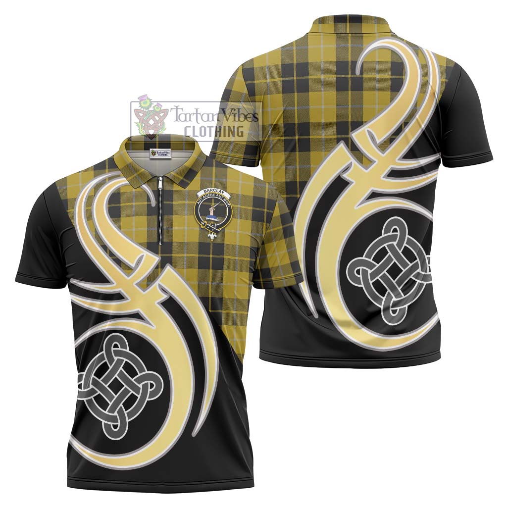 Tartan Vibes Clothing Barclay Dress Tartan Zipper Polo Shirt with Family Crest and Celtic Symbol Style