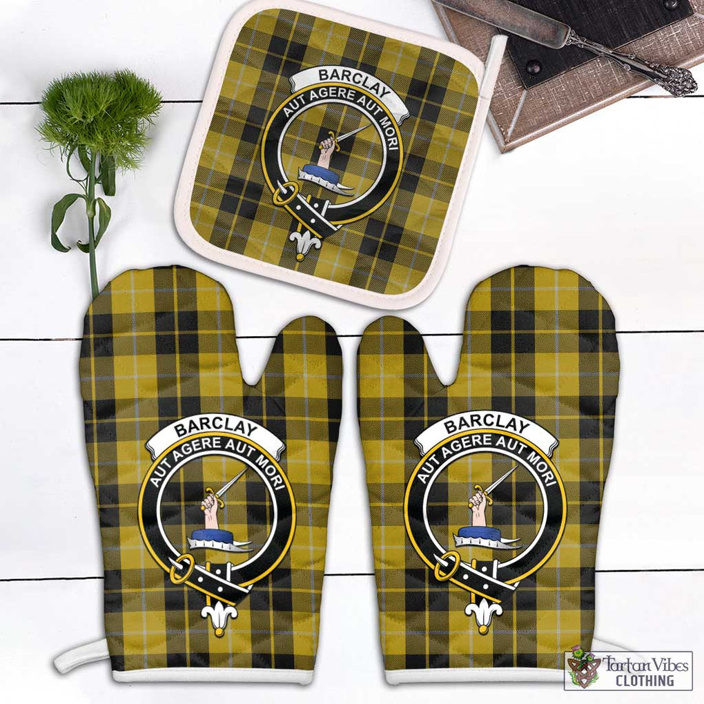 Barclay Dress Tartan Combo Oven Mitt & Pot-Holder with Family Crest Combo 1 Oven Mitt & 1 Pot-Holder White - Tartan Vibes Clothing