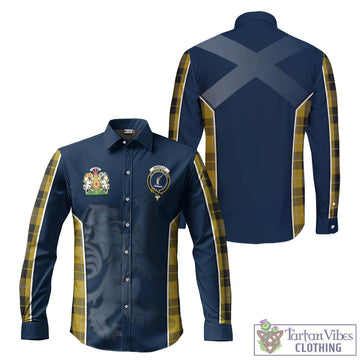 Barclay Dress Tartan Long Sleeve Button Up Shirt with Family Crest and Lion Rampant Vibes Sport Style