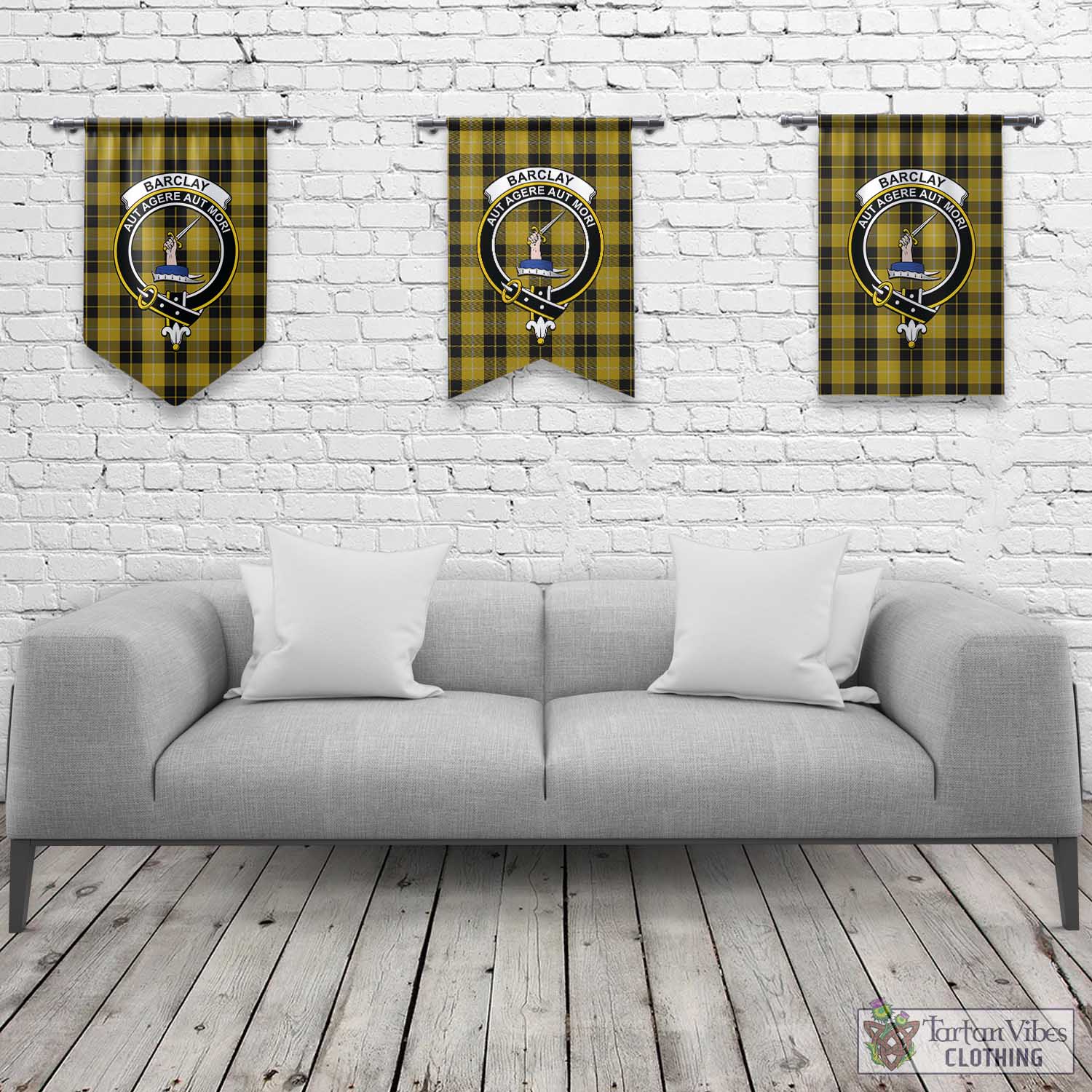 Tartan Vibes Clothing Barclay Dress Tartan Gonfalon, Tartan Banner with Family Crest