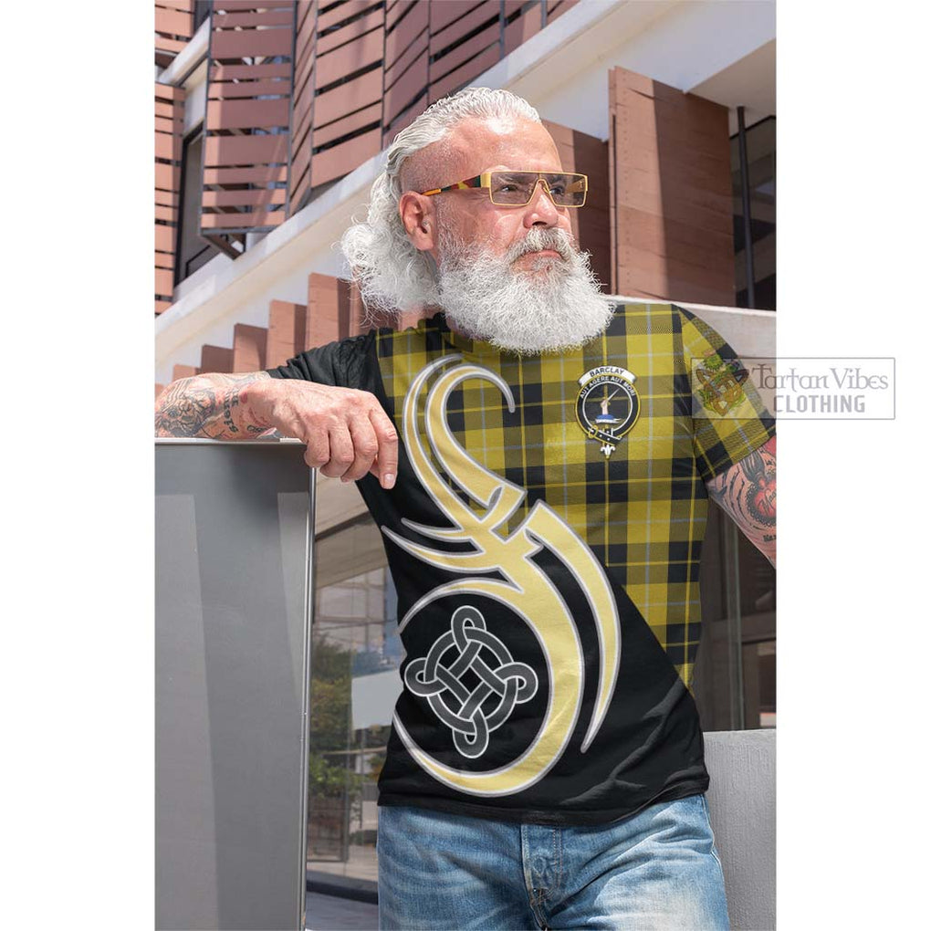 Tartan Vibes Clothing Barclay Dress Tartan Cotton T-shirt with Family Crest and Celtic Symbol Style