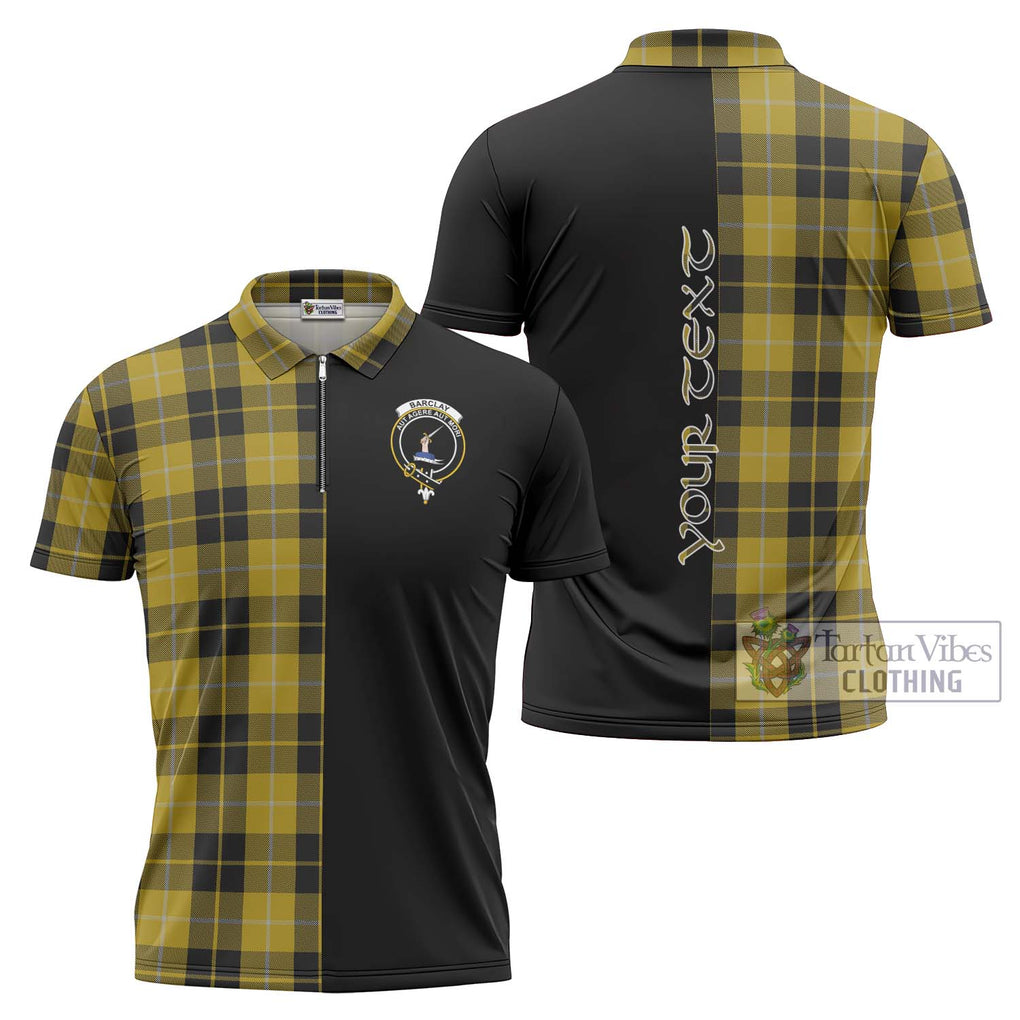 Barclay Dress Tartan Zipper Polo Shirt with Family Crest and Half Of Me Style Unisex - Tartanvibesclothing Shop