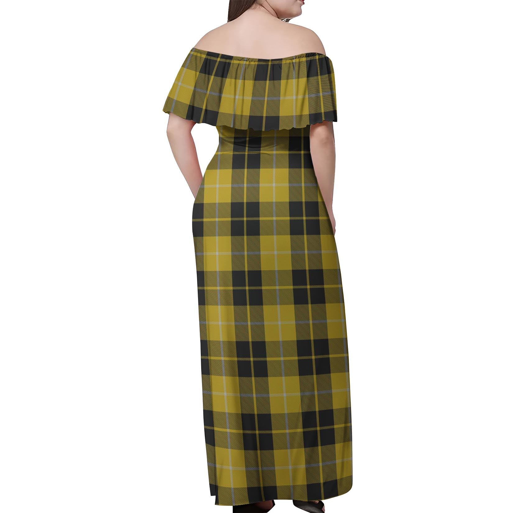 Barclay Dress Tartan Off Shoulder Long Dress - Tartanvibesclothing