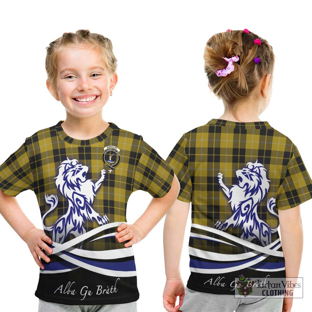 Barclay Dress Tartan Kid T-Shirt with Alba Gu Brath Regal Lion Emblem - Tartanvibesclothing Shop