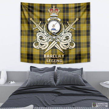 Barclay Dress Tartan Tapestry with Clan Crest and the Golden Sword of Courageous Legacy