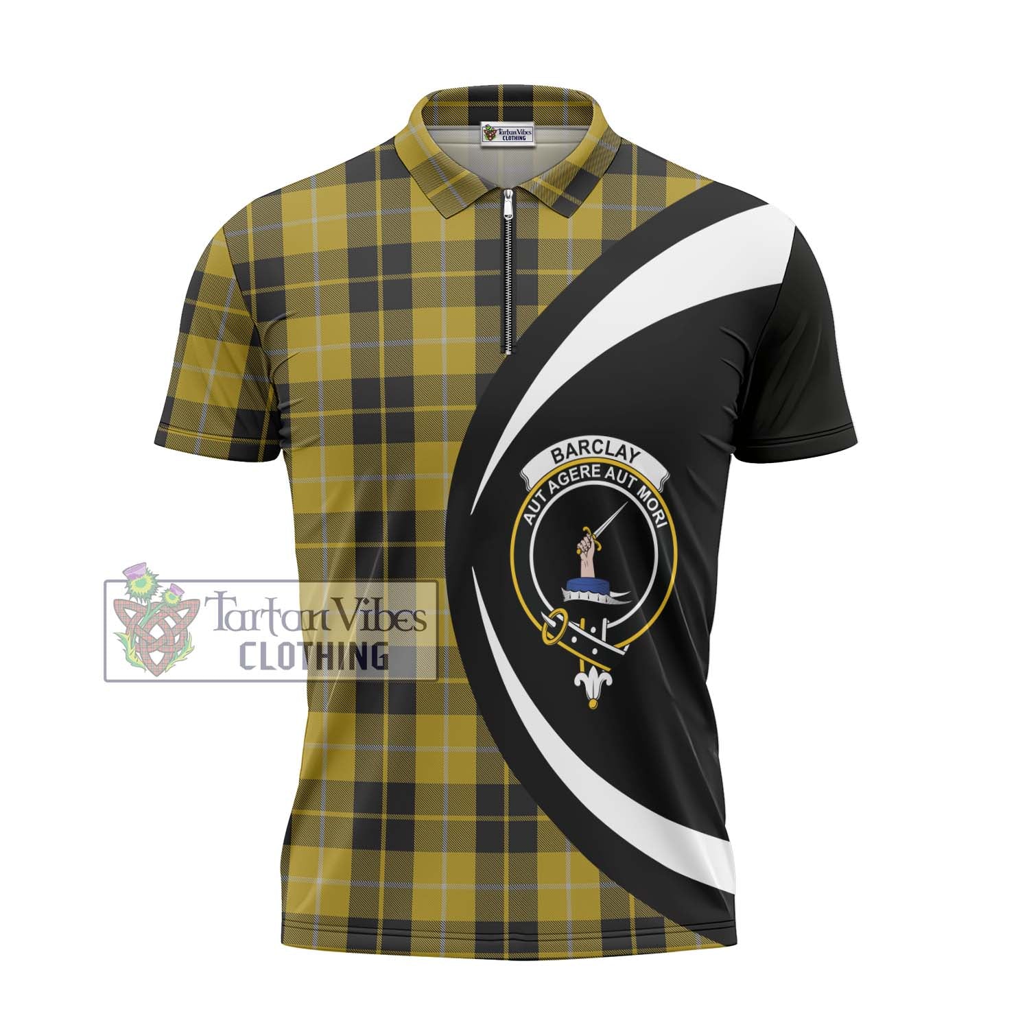 Tartan Vibes Clothing Barclay Dress Tartan Zipper Polo Shirt with Family Crest Circle Style