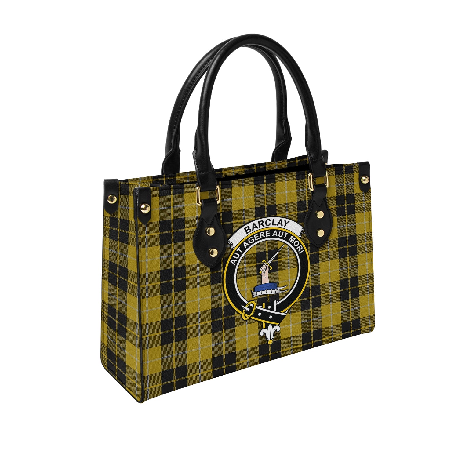 Barclay Dress Tartan Leather Bag with Family Crest - Tartanvibesclothing