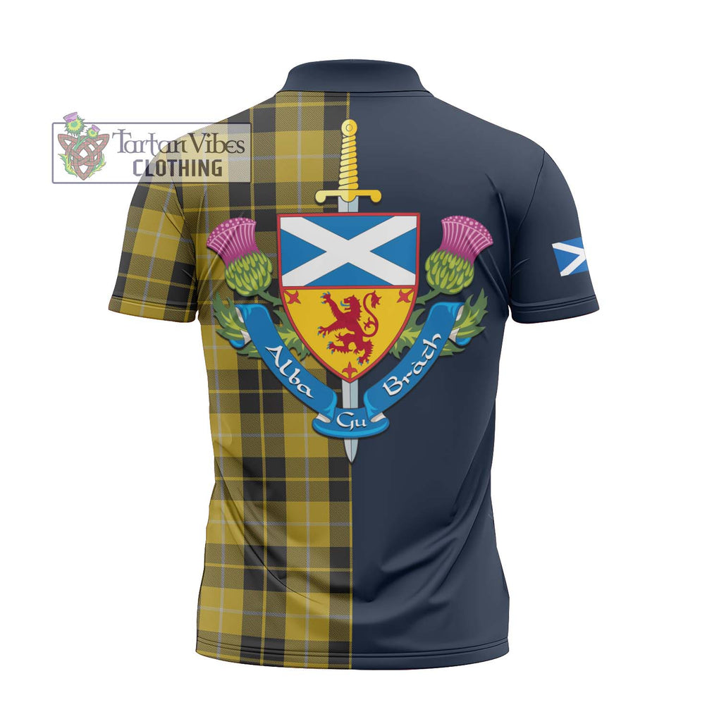 Tartan Vibes Clothing Barclay Dress Tartan Zipper Polo Shirt with Scottish Lion Royal Arm Half Style