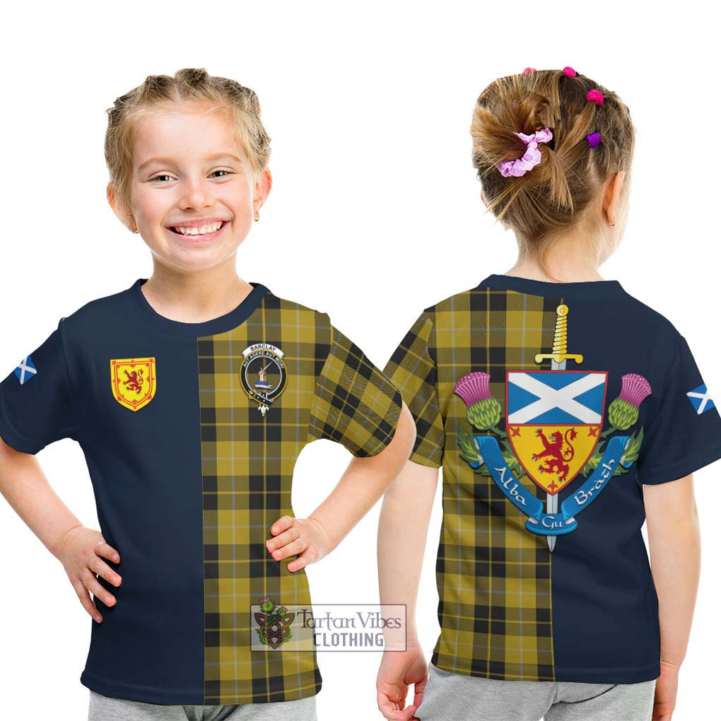 Tartan Vibes Clothing Barclay Dress Tartan Kid T-Shirt with Scottish Lion Royal Arm Half Style