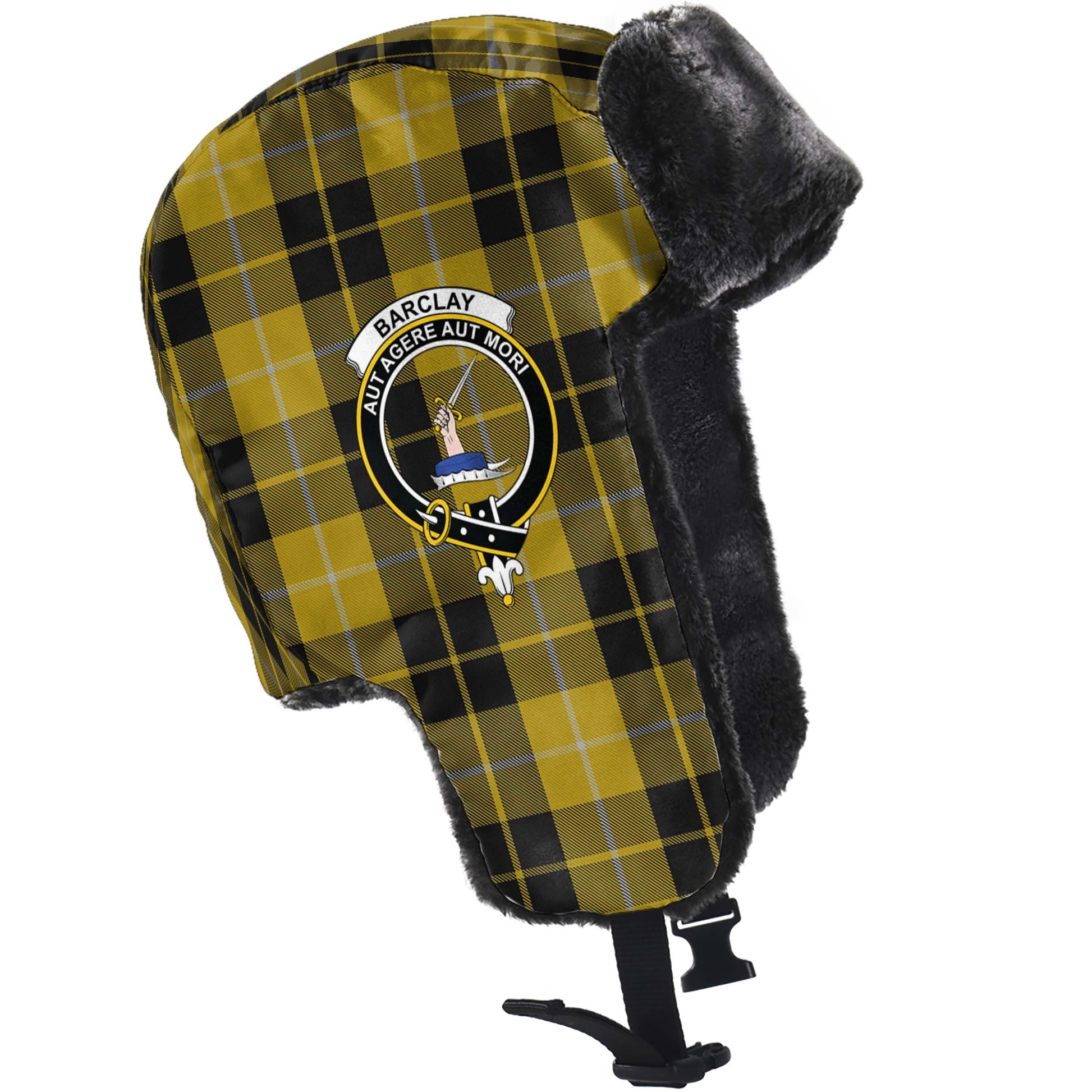 Barclay Dress Tartan Winter Trapper Hat with Family Crest - Tartanvibesclothing