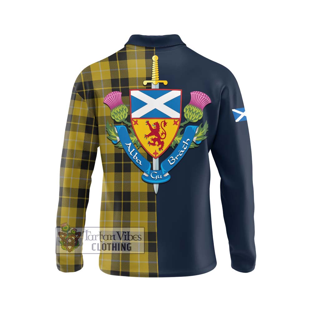 Tartan Vibes Clothing Barclay Dress Tartan Long Sleeve Polo Shirt with Scottish Lion Royal Arm Half Style