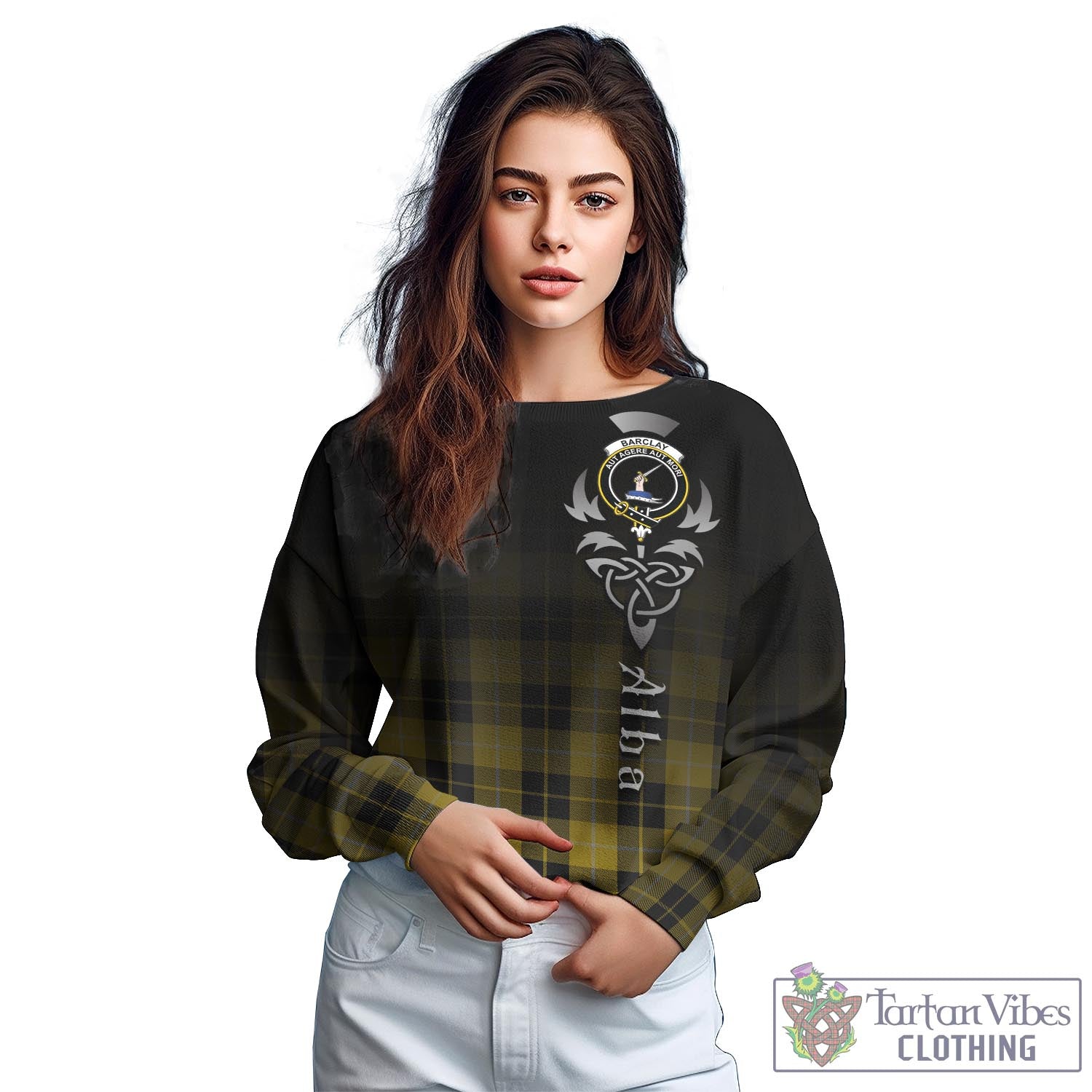 Tartan Vibes Clothing Barclay Dress Tartan Sweatshirt Featuring Alba Gu Brath Family Crest Celtic Inspired