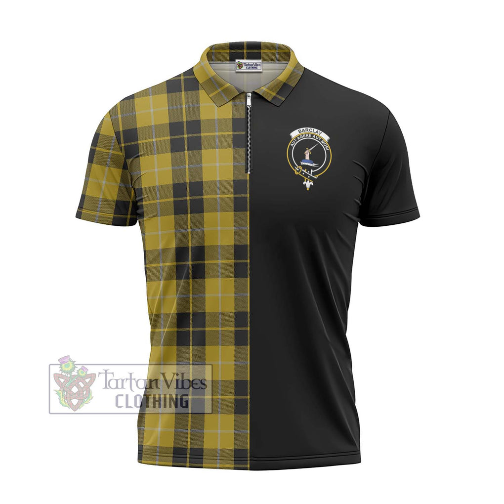 Barclay Dress Tartan Zipper Polo Shirt with Family Crest and Half Of Me Style - Tartanvibesclothing Shop