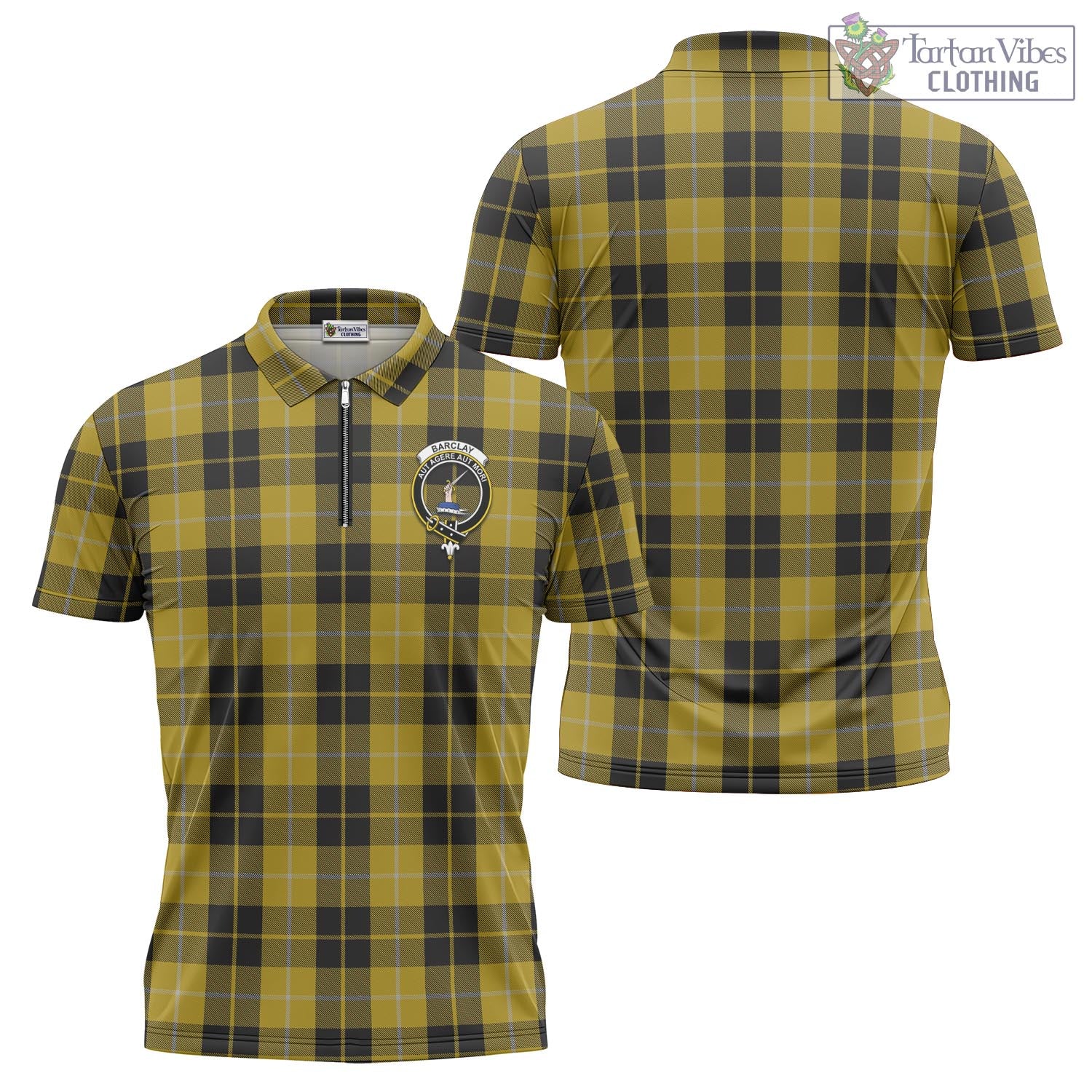 Tartan Vibes Clothing Barclay Dress Tartan Zipper Polo Shirt with Family Crest