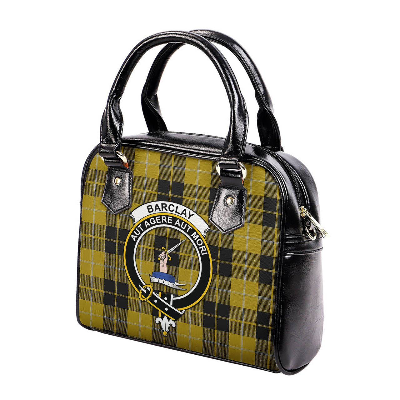 Barclay Dress Tartan Shoulder Handbags with Family Crest - Tartanvibesclothing