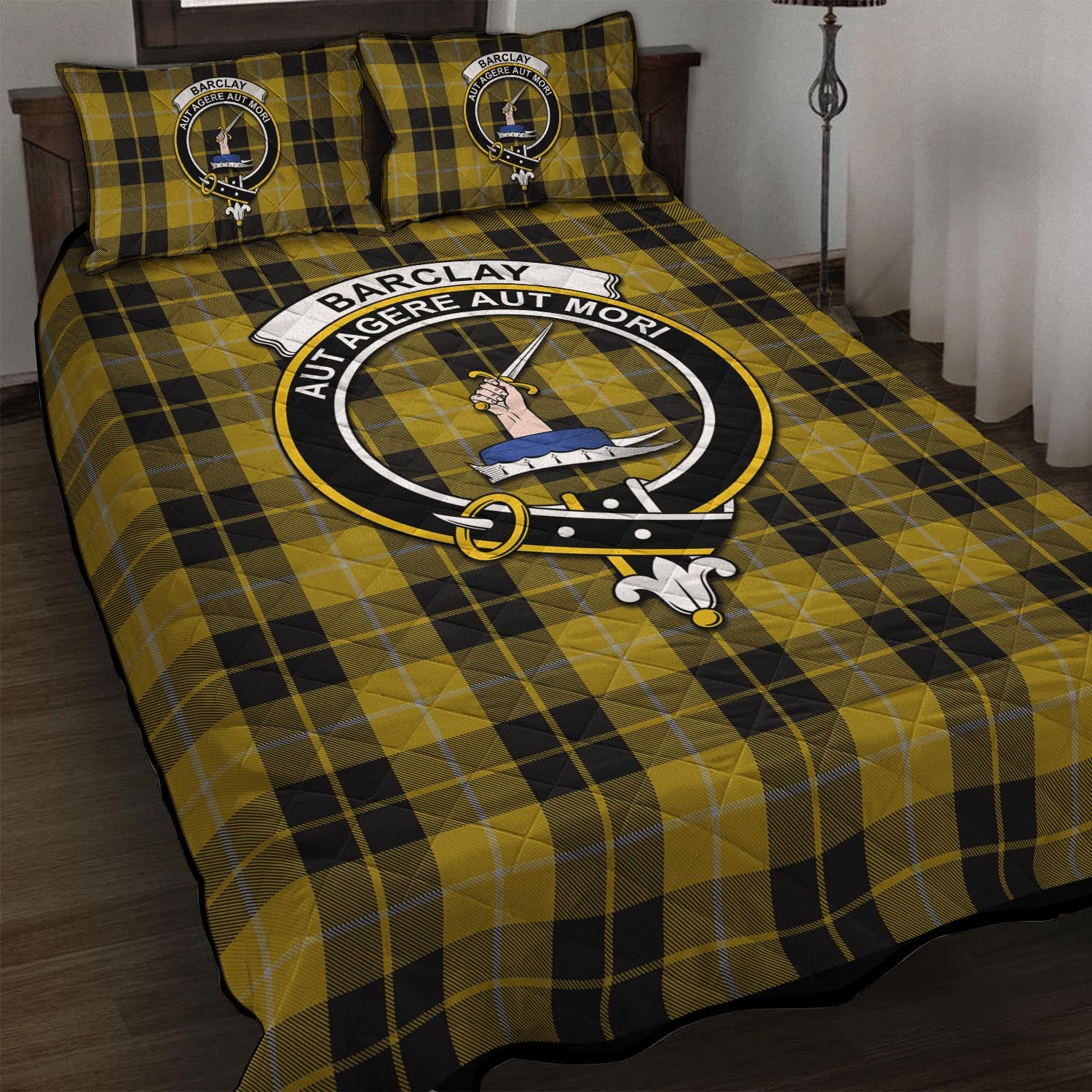 Barclay Dress Tartan Quilt Bed Set with Family Crest - Tartan Vibes Clothing