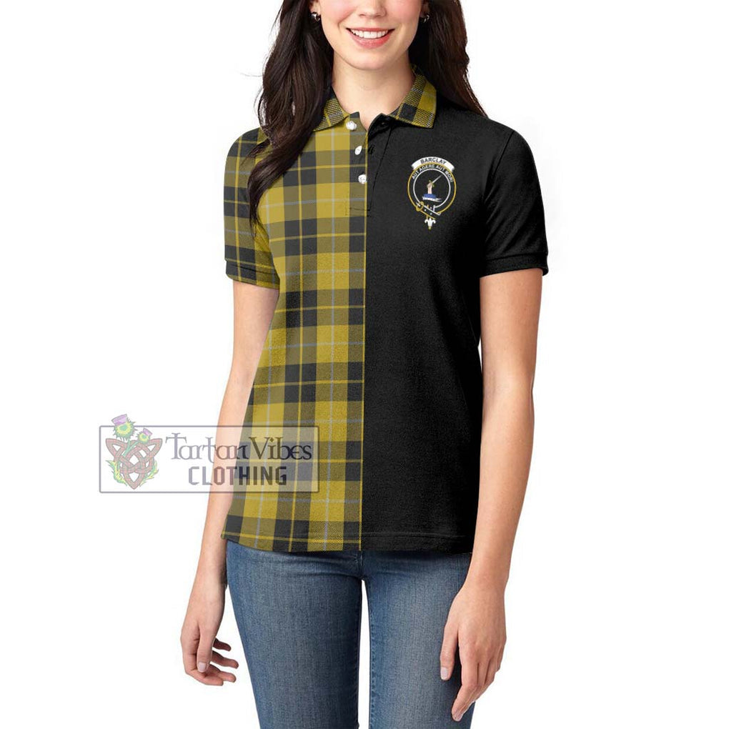 Barclay Dress Tartan Women's Polo Shirt with Family Crest and Half Of Me Style - Tartanvibesclothing Shop