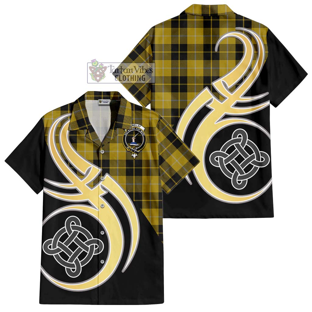 Barclay Dress Tartan Short Sleeve Button Shirt with Family Crest and Celtic Symbol Style - Tartan Vibes Clothing