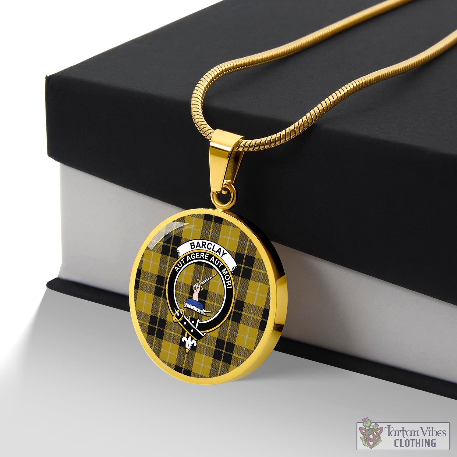 Tartan Vibes Clothing Barclay Dress Tartan Circle Necklace with Family Crest