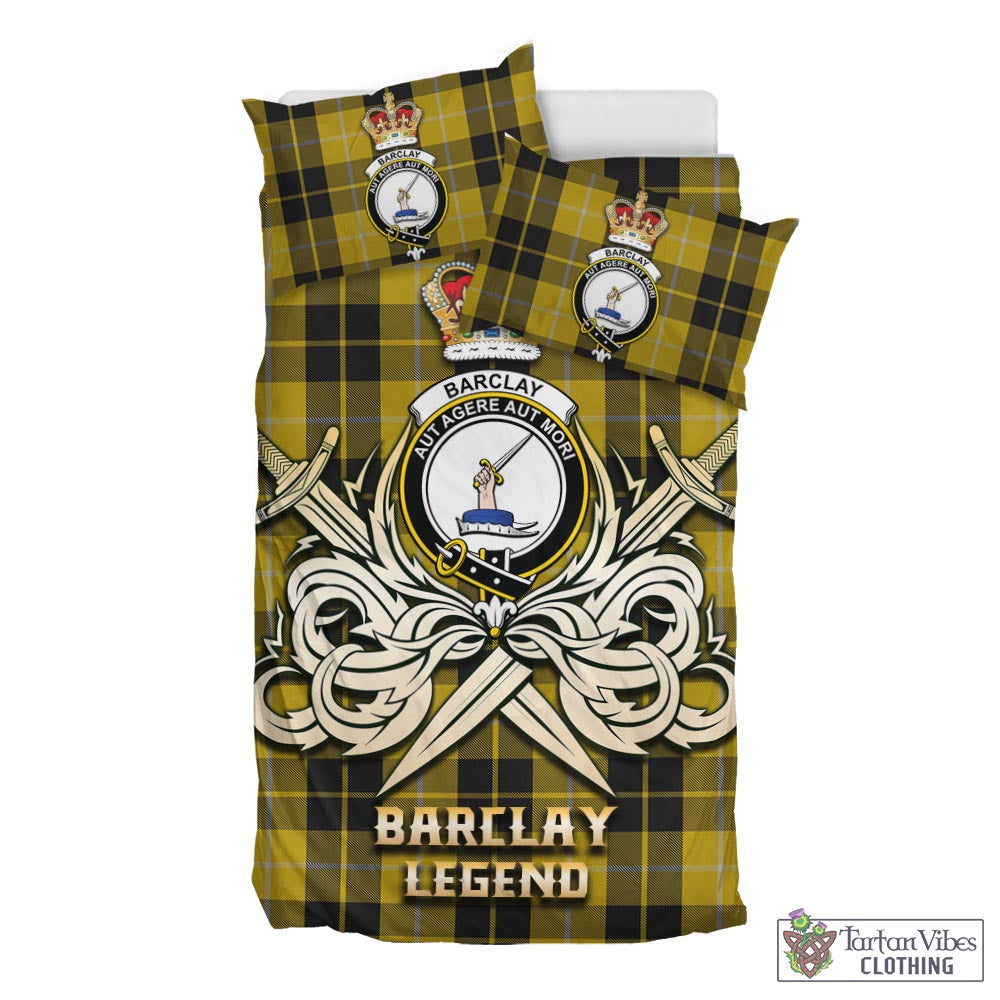 Tartan Vibes Clothing Barclay Dress Tartan Bedding Set with Clan Crest and the Golden Sword of Courageous Legacy