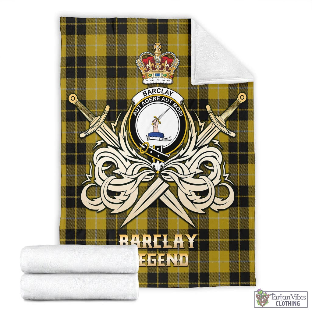 Tartan Vibes Clothing Barclay Dress Tartan Blanket with Clan Crest and the Golden Sword of Courageous Legacy