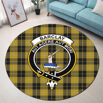 Barclay Dress Tartan Round Rug with Family Crest