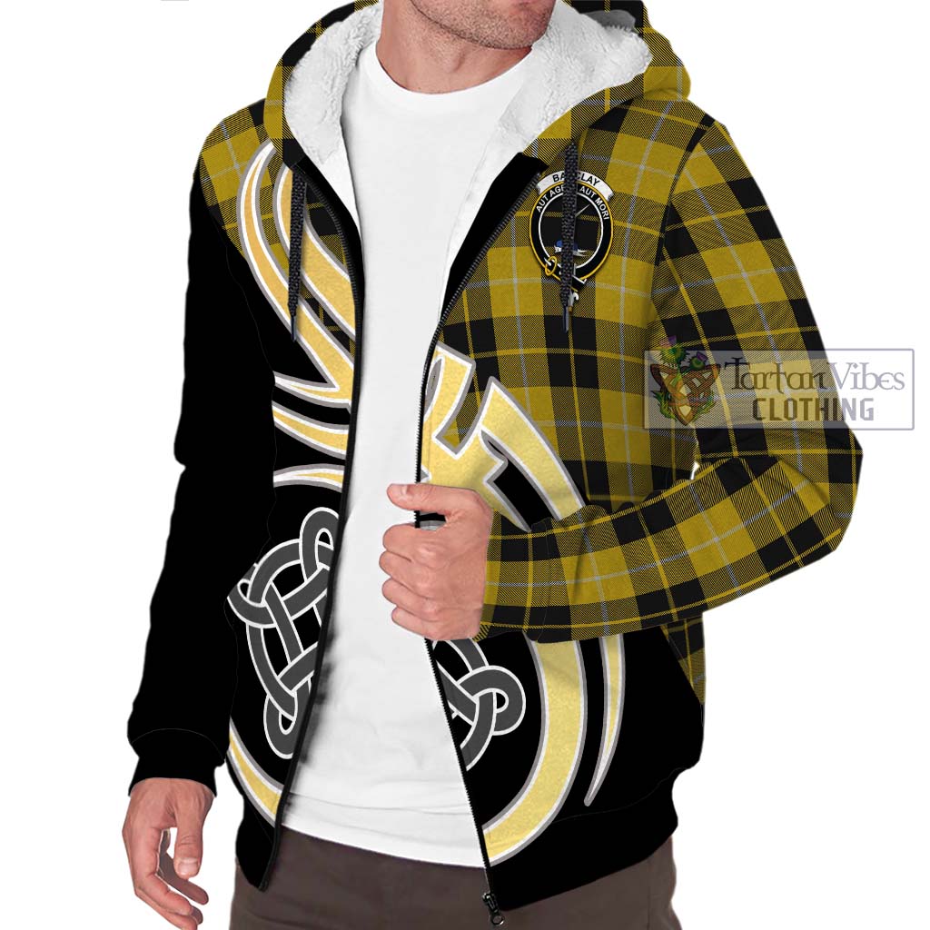 Barclay Dress Tartan Sherpa Hoodie with Family Crest and Celtic Symbol Style - Tartan Vibes Clothing