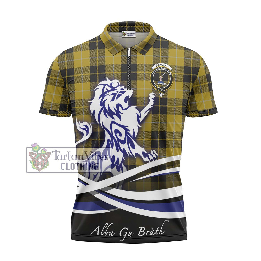 Barclay Dress Tartan Zipper Polo Shirt with Alba Gu Brath Regal Lion Emblem - Tartanvibesclothing Shop