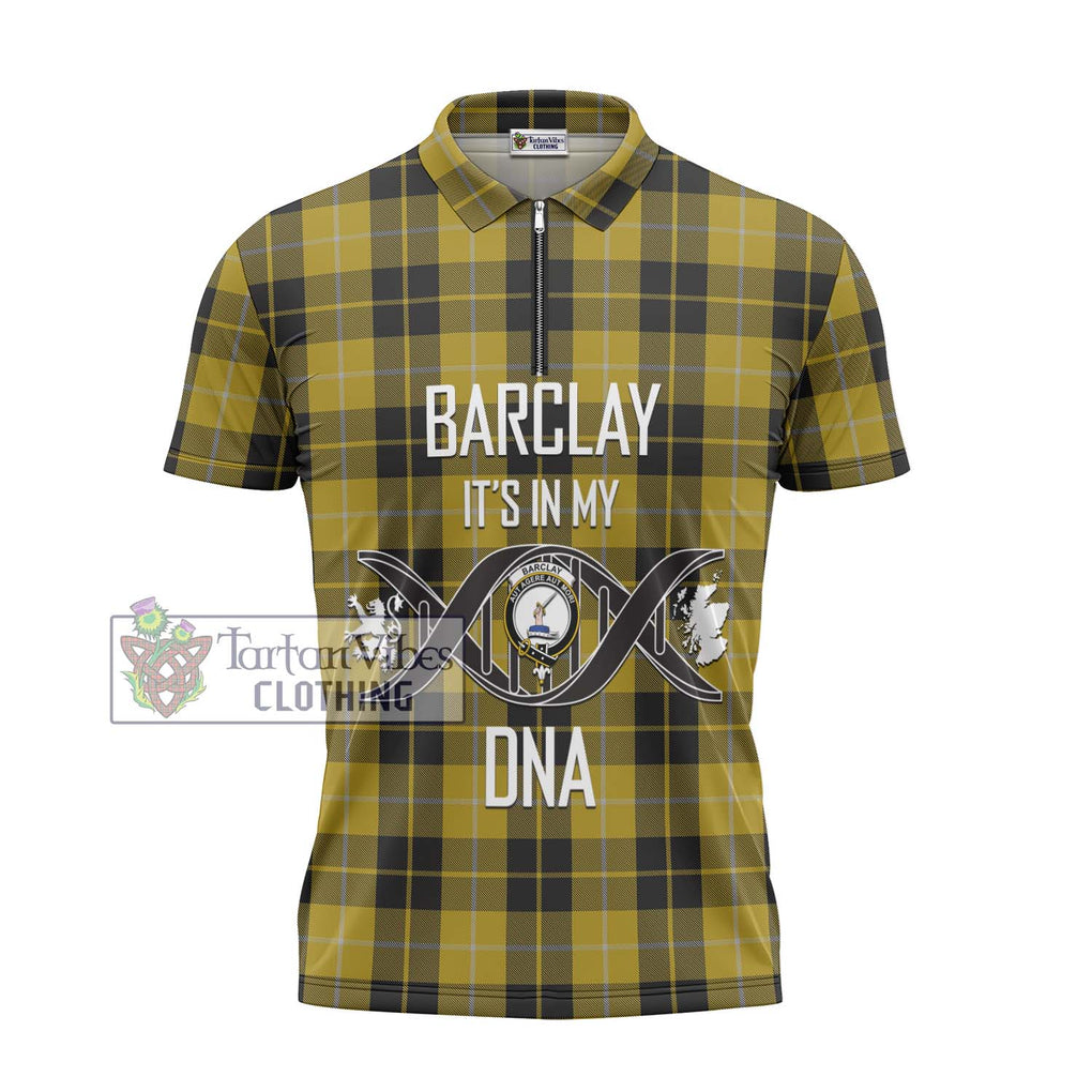 Barclay Dress Tartan Zipper Polo Shirt with Family Crest DNA In Me Style - Tartanvibesclothing Shop