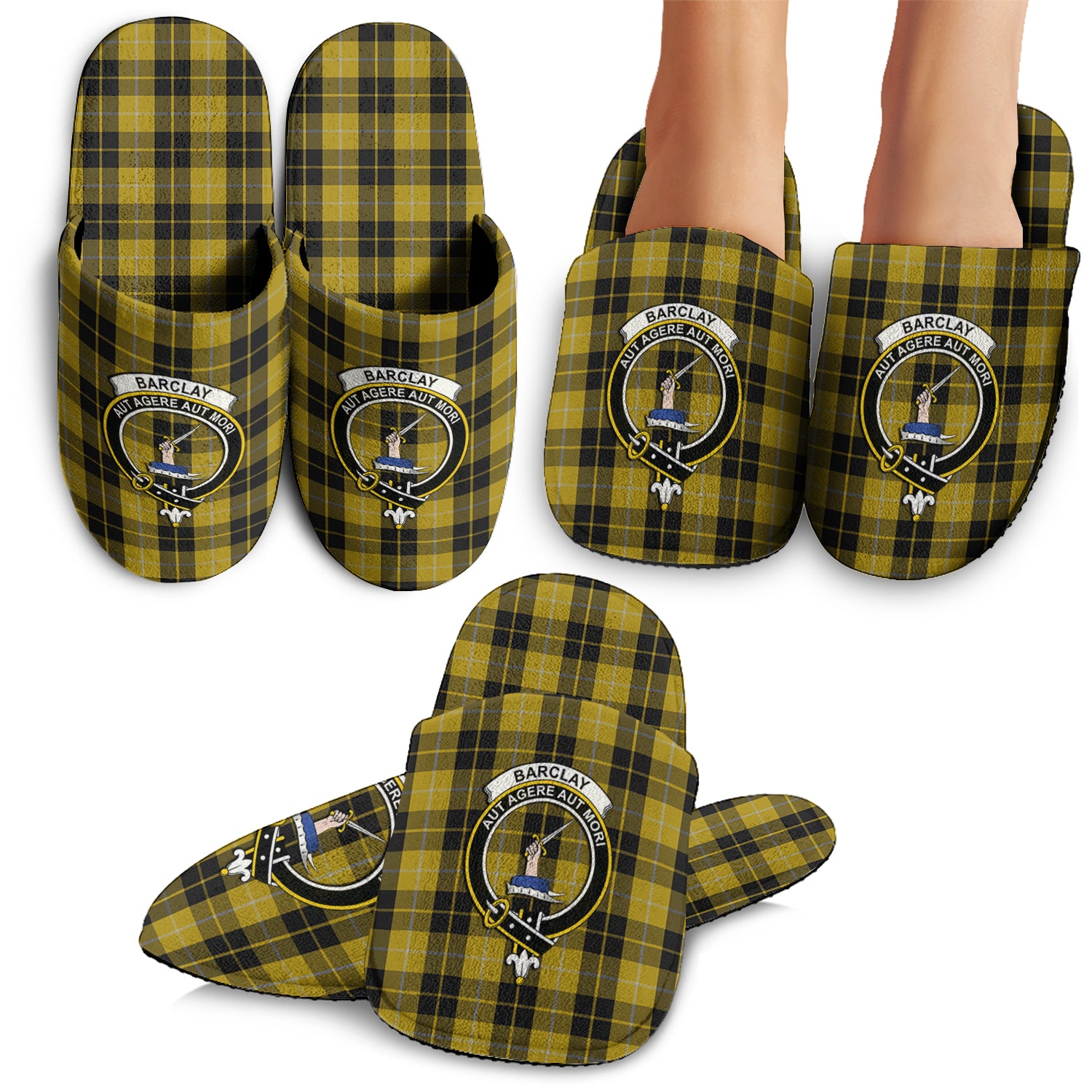 Barclay Dress Tartan Home Slippers with Family Crest - Tartanvibesclothing