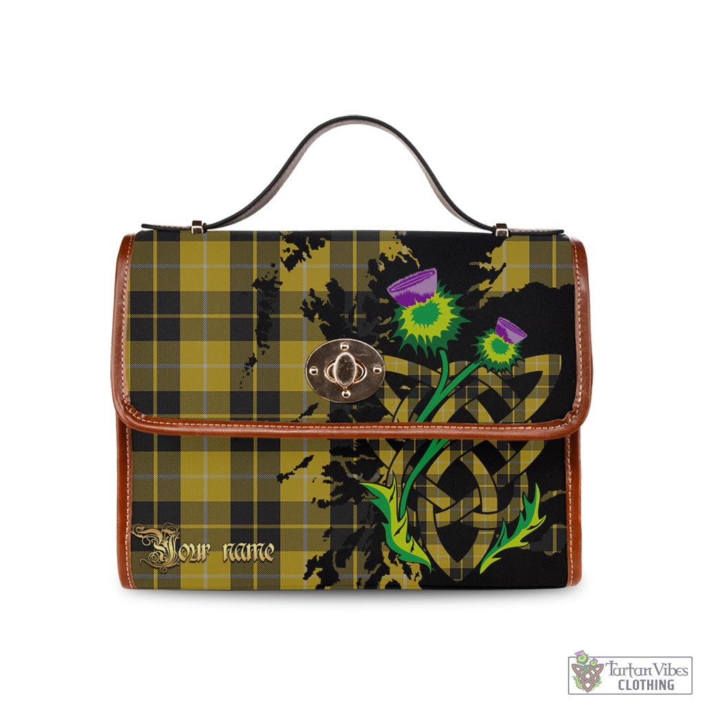 Tartan Vibes Clothing Barclay Dress Tartan Waterproof Canvas Bag with Scotland Map and Thistle Celtic Accents