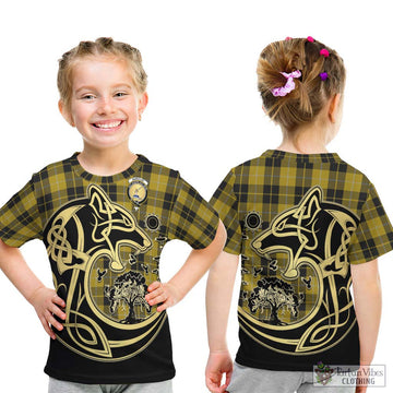 Barclay Dress Tartan Kid T-Shirt with Family Crest Celtic Wolf Style