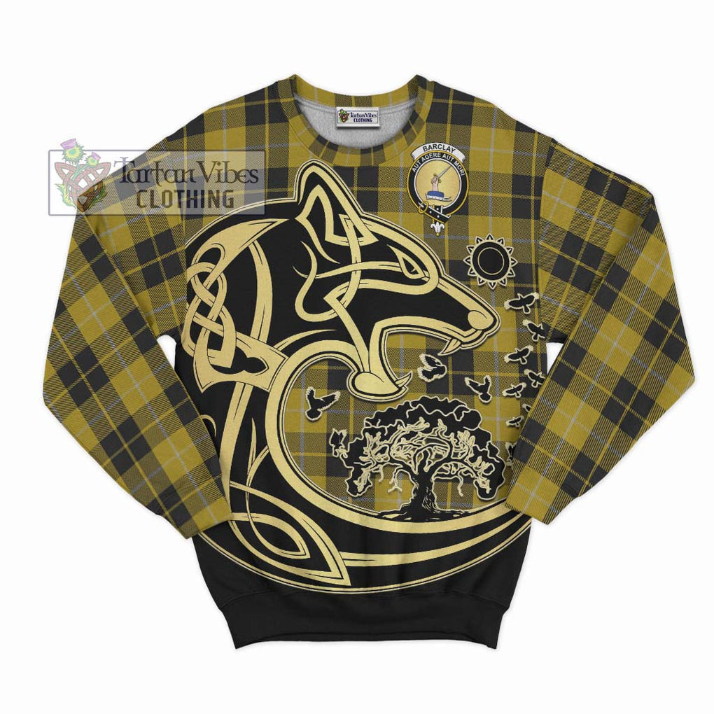 Barclay Dress Tartan Sweatshirt with Family Crest Celtic Wolf Style - Tartan Vibes Clothing