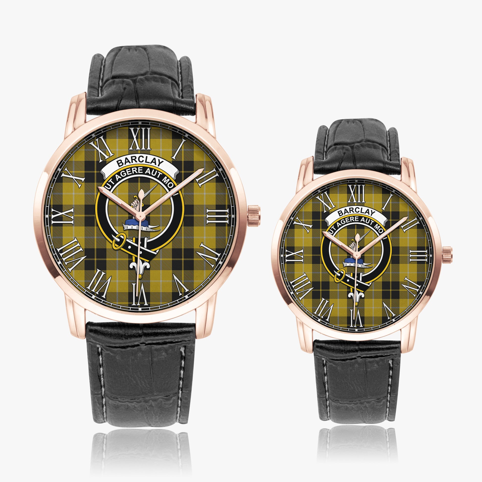 Barclay Dress Tartan Family Crest Leather Strap Quartz Watch - Tartanvibesclothing