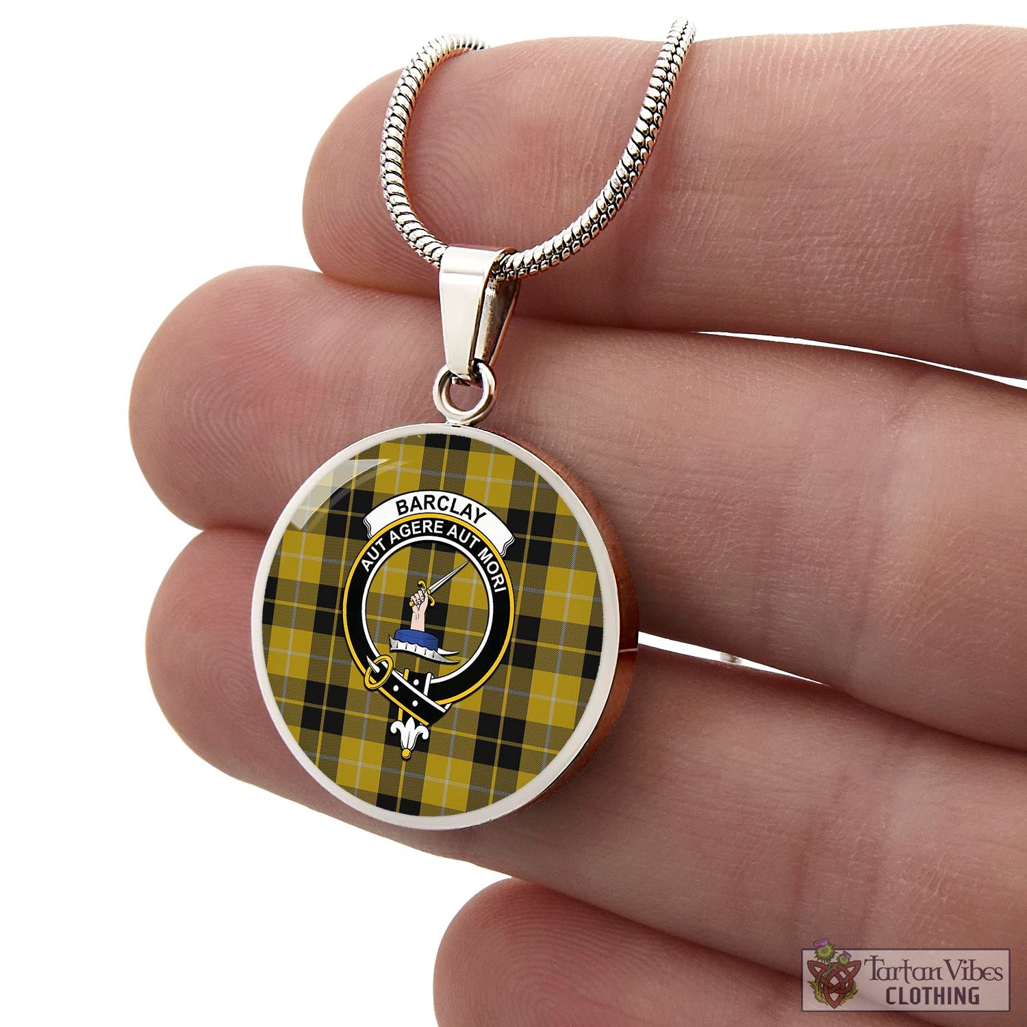 Tartan Vibes Clothing Barclay Dress Tartan Circle Necklace with Family Crest