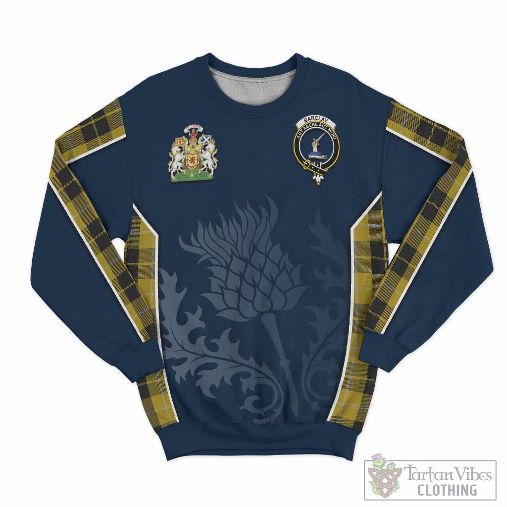 Tartan Vibes Clothing Barclay Dress Tartan Sweatshirt with Family Crest and Scottish Thistle Vibes Sport Style