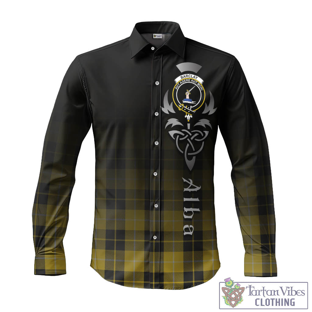 Tartan Vibes Clothing Barclay Dress Tartan Long Sleeve Button Up Featuring Alba Gu Brath Family Crest Celtic Inspired