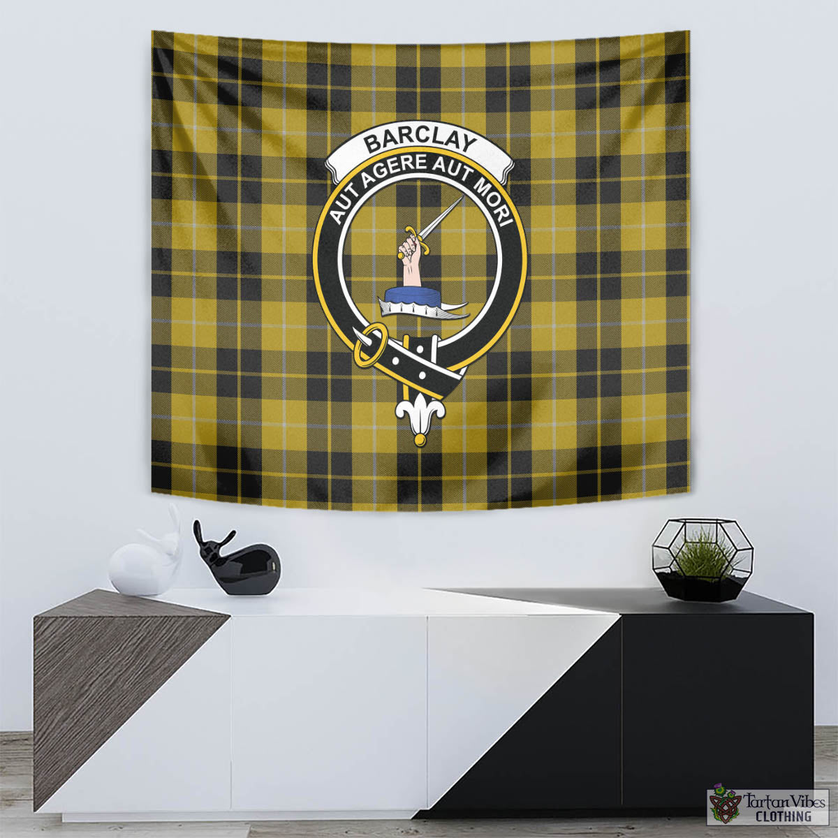 Tartan Vibes Clothing Barclay Dress Tartan Tapestry Wall Hanging and Home Decor for Room with Family Crest