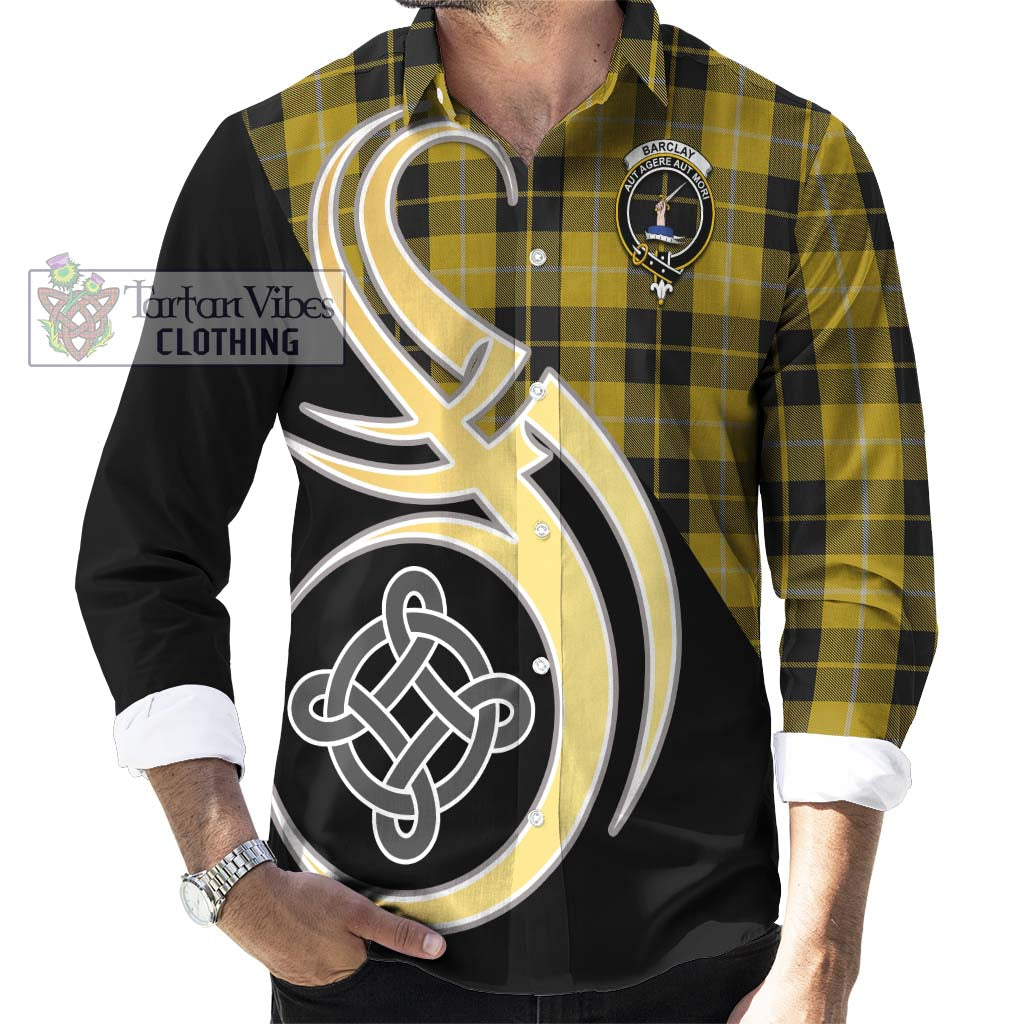 Barclay Dress Tartan Long Sleeve Button Shirt with Family Crest and Celtic Symbol Style - Tartan Vibes Clothing