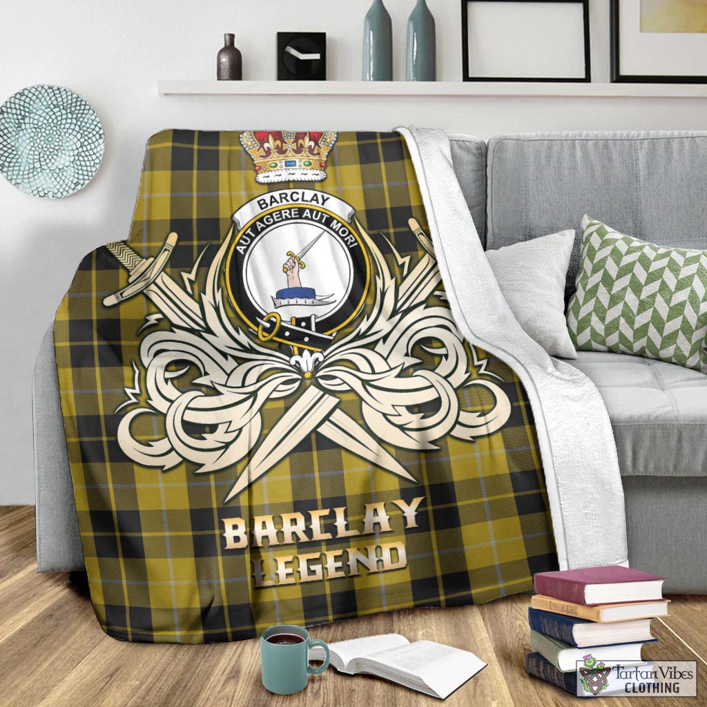 Tartan Vibes Clothing Barclay Dress Tartan Blanket with Clan Crest and the Golden Sword of Courageous Legacy