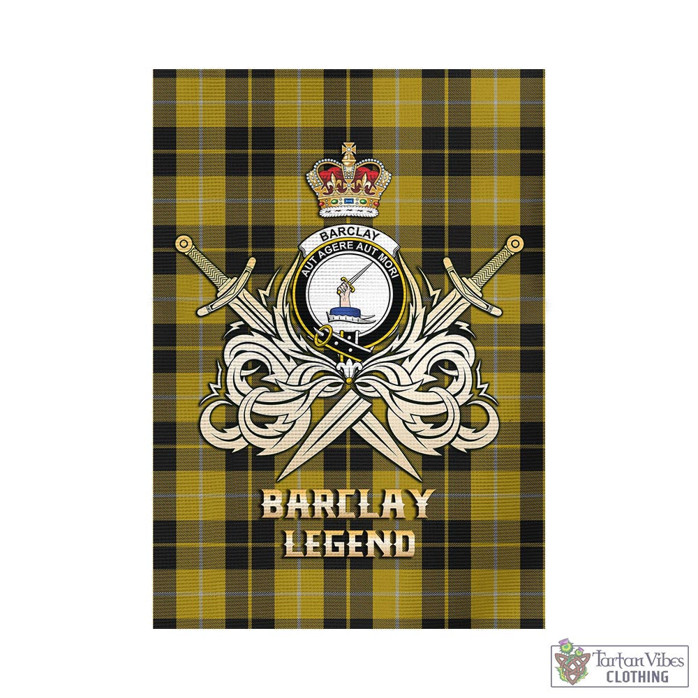 Tartan Vibes Clothing Barclay Dress Tartan Flag with Clan Crest and the Golden Sword of Courageous Legacy