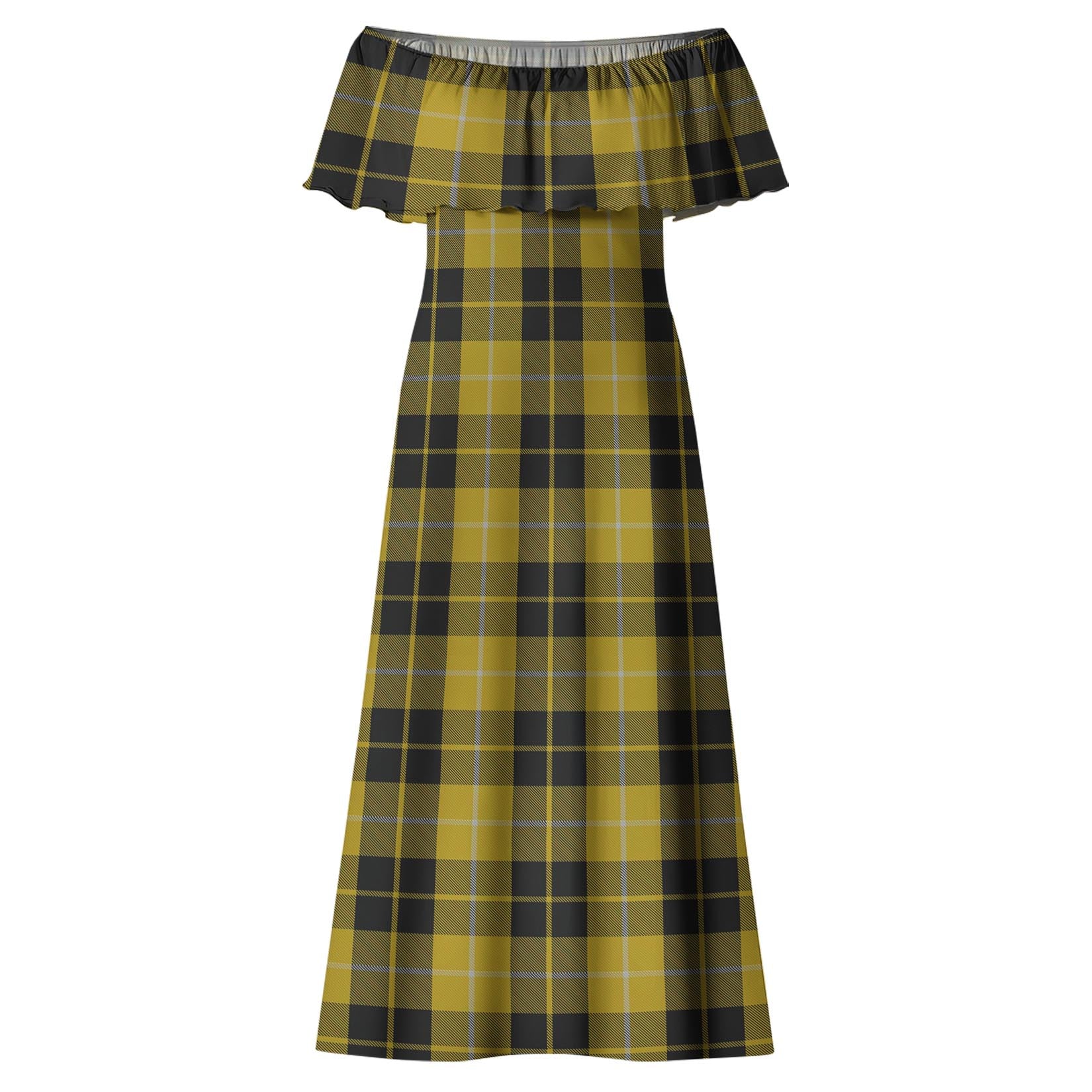 Barclay Dress Tartan Off Shoulder Long Dress - Tartanvibesclothing