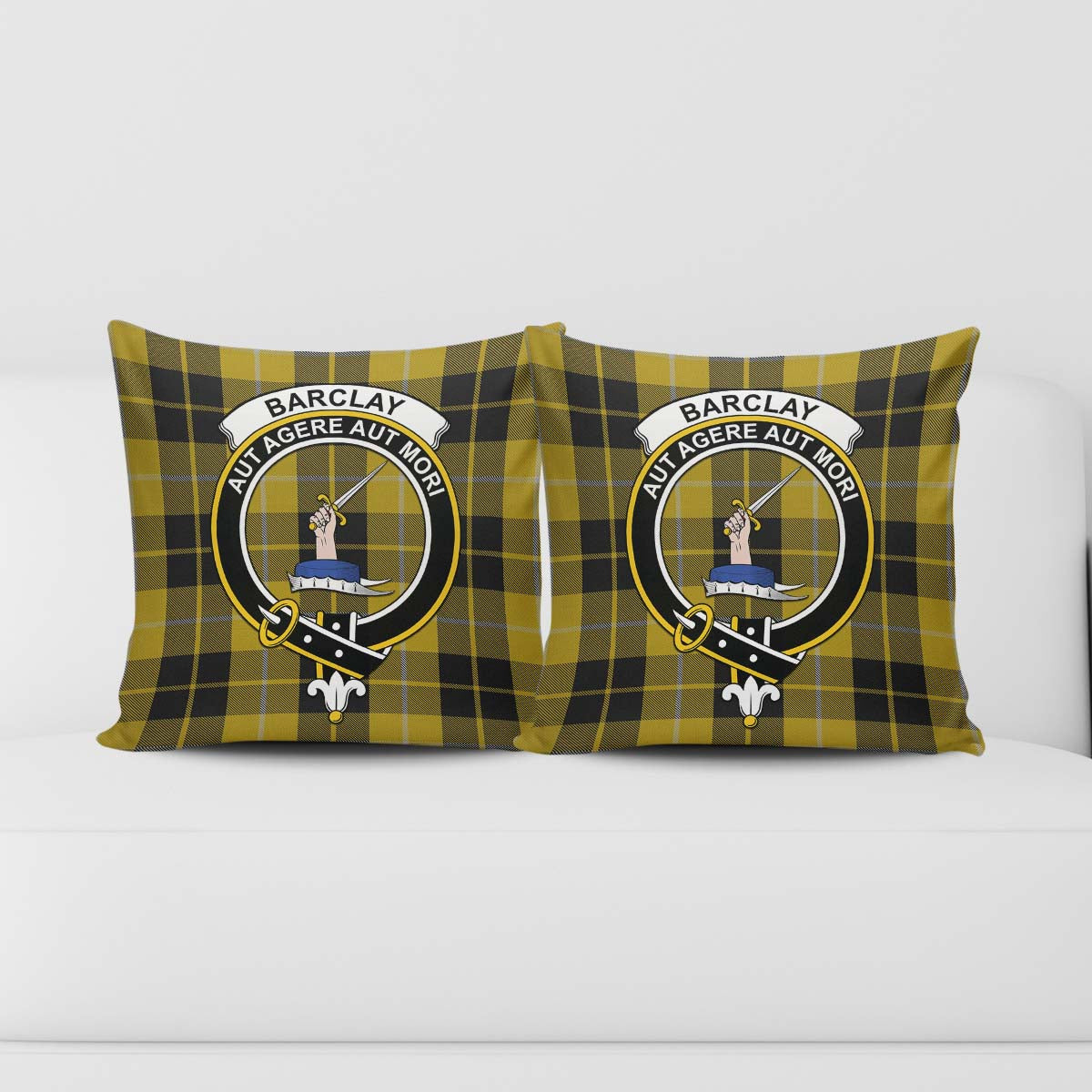 Barclay Dress Tartan Pillow Cover with Family Crest - Tartanvibesclothing