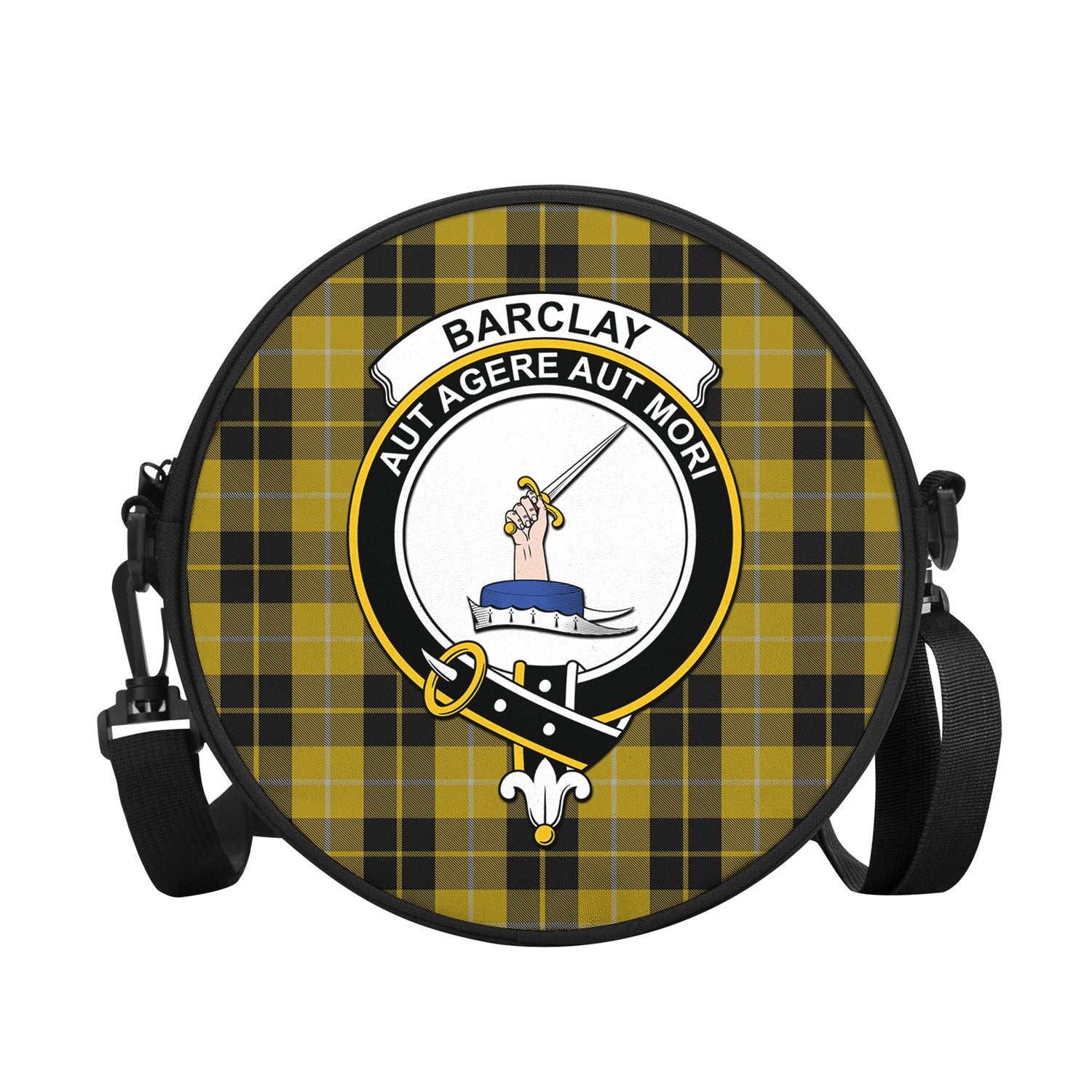 Barclay Dress Tartan Round Satchel Bags with Family Crest - Tartanvibesclothing